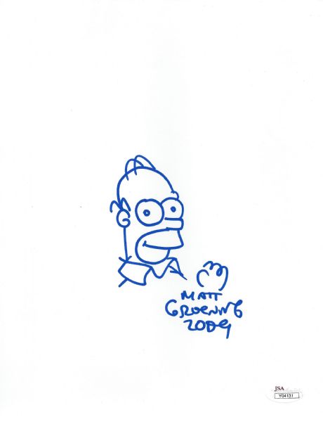 The Simpsons: Matt Groening Signed & Hand Drawn Homer Simpson Sketch (JSA)