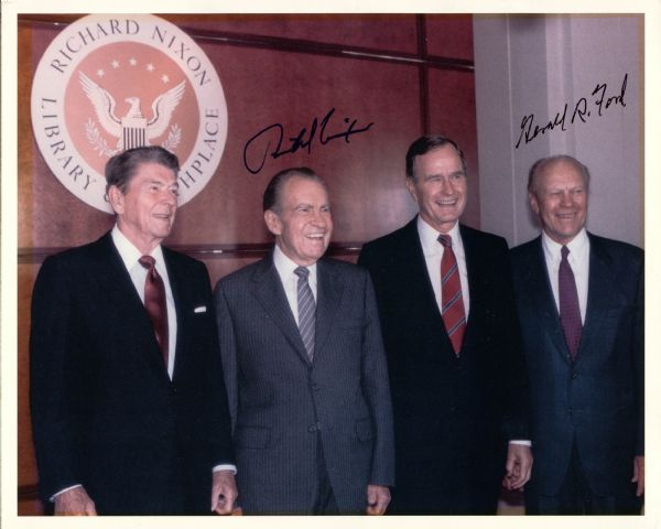 President Richard Nixon & Gerald Ford Dual Signed 8" x 10" Color Photo (PSA/JSA Guaranteed)