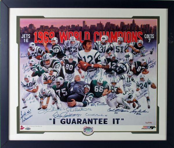 1969 Super Bowl Champion New York Jets Multi-Signed 16" x 20" lithograph w/ 20+ Signatures! (Steiner)