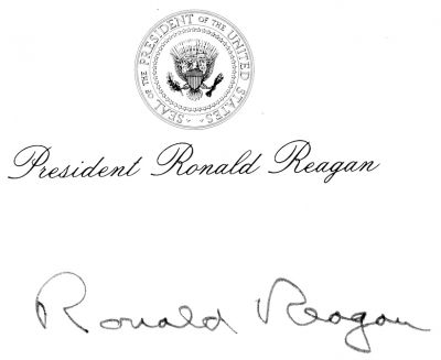 President Ronald Reagan Signed 3" x 4" Presidential Card (PSA/JSA Guaranteed)