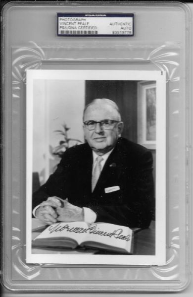 Norman Vincent Peale Signed 4" x 7" Photo (PSA/DNA Encapsulated)