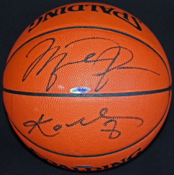 Michael Jordan & Kobe Bryant Dual Signed Spalding NBA Leather Game Model Basketball (UDA)