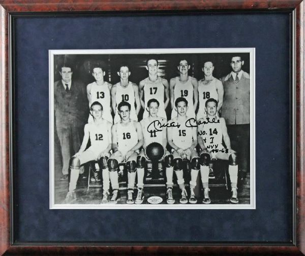 Mickey Mantle Ultra Rare Signed High School Basketball 11" x 14" Photo with One-of-A-Kind Inscription (JSA)