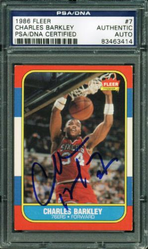 Charles Barkley Signed 1986 Fleer Rookie Card #7 (PSA/DNA Encapsulated)