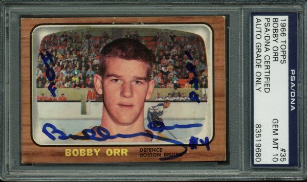 Bobby Orr Ultra Rare Signed 1966 Topps Rookie Card - PSA/DNA Graded GEM MINT 10