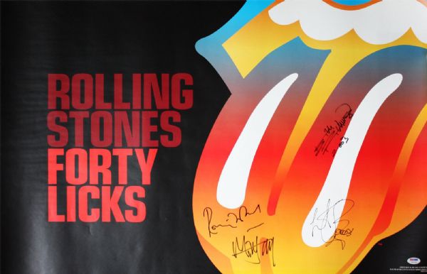 The Rolling Stones Rare Group Signed "Forty Licks" Commemorative 40th Anniversary Poster (PSA/DNA)