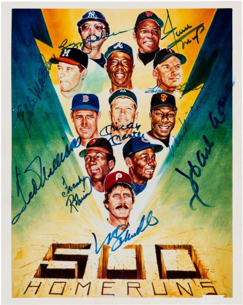 Original 11: Impressive 500 Home Run Kings Multi-Signed 8" x 10" Ron Lewis Print (PSA/JSA Guranteed)