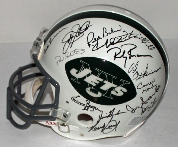 1969 New York Jets Team Signed Pro Line Helmet w/ 25 Signatures (Steiner)