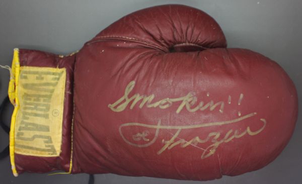 Joe Frazier Rare Single Signed Vintage Boxing Glove w/ "Smokin" Inscription (JSA)