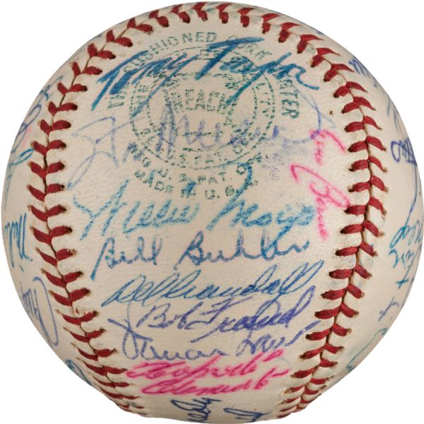 Stunning Near-Mint 1960 All-Star Team Multi-Signed OAL Baseball w/ Clemente, Aaron, Mays, Banks, Mathews, Cepeda & Others! (JSA)