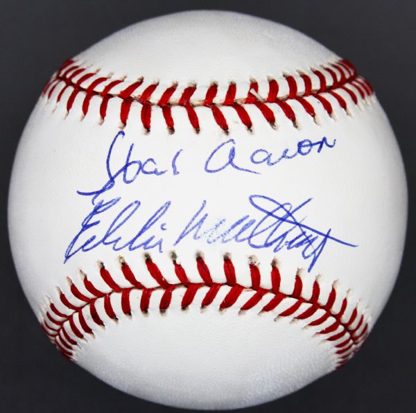 Bash Brothers: Hank Aaron & Eddie Mathews Dual Signed OAL Baseball (JSA)