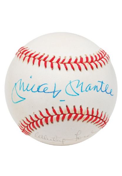Mickey Mantle & Whitey Ford Dual Signed Near-Mint  OAL Baseball (PSA/DNA)