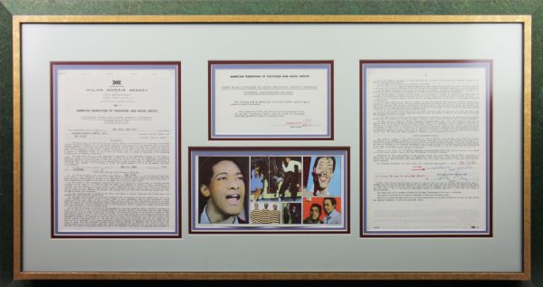 Vintage 1959 Sam Cooke Signed & Framed 35" x 19" Agent Contract (REAL/Epperson)
