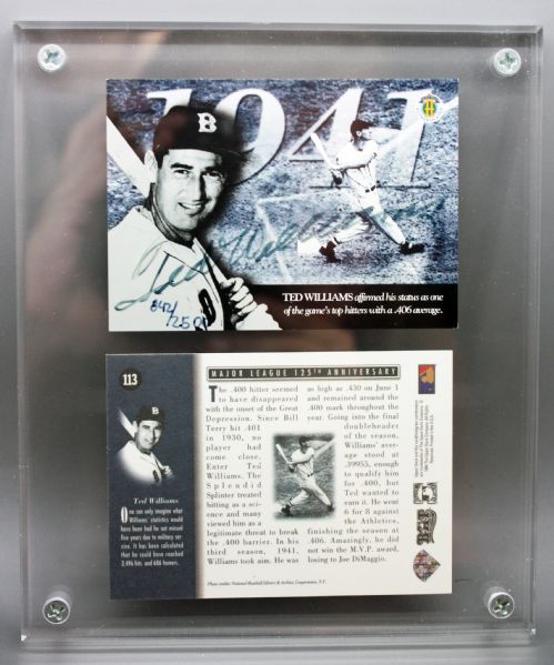 Ted Williams Signed Limited Edition ".406 in 1941" Upper Deck Trading Card (Upper Deck)