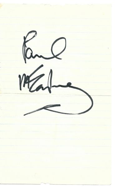 The Beatles: Paul McCartney Signed 5" x 8" Notebook Page (PSA/JSA Guaranteed)