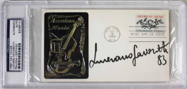 Luciano Pavarotti Signed Vintage First Day Cover (PSA/DNA Encapsulated)