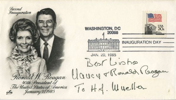 President Ronald Reagan & Nancy Reagan Signed Commemorative 2nd Inauguration Postal Cover (PSA/DNA)