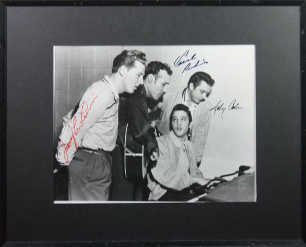 The Million Dollar Quartet: Amazing Signed & Framed 11" x 14" Photo w/Cash, Perkins & Lewis (PSA/JSA Guaranteed)