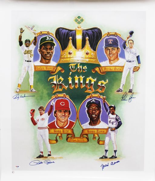"Kings of Baseball" Signed Commemorative 28" x 33" Poster (PSA/DNA)