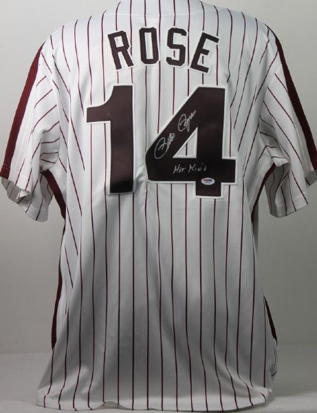 Pete Rose Signed & Inscribed "Hit King" Phillies Pinstripe Jersey (PSA/DNA)