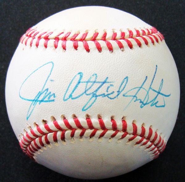 Jim "Catfish" Hunter Superb Signed OAL Baseball (JSA)