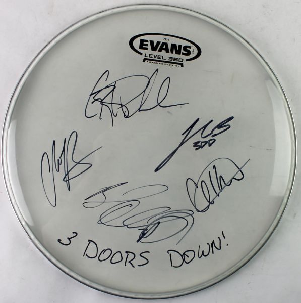 3 Doors Down Group Signed Drumhead (PSA/DNA Guaranteed)