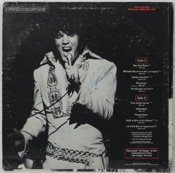 Elvis Presley Ultra Rare Signed Record Album: "February 1970, On Stage" (PSA/DNA)