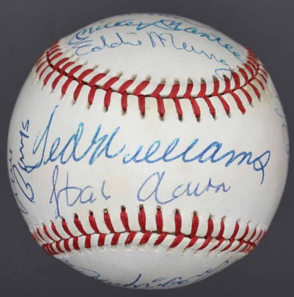 500 Home Run Club Signed OAL Baseball w/ Rare 12 Signatures Including Mantle, Williams, Aaron, etc. (JSA)