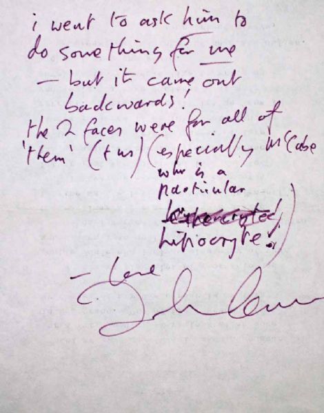 The Beatles: John Lennon Ultra-Rare Hand Written & Signed 7" x 5.5" Letter (REAL/Epperson)