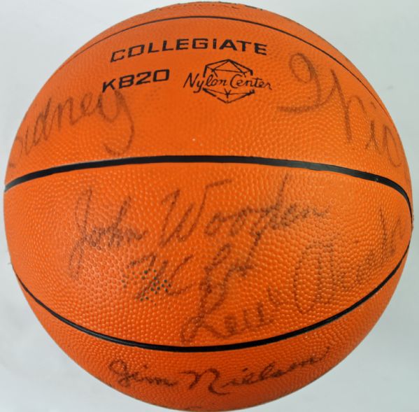 Incredible UCLA 1968-69 NCAA Mens Basketball Champions Team-Signed Volt Basketball w/ Wooden & Lew Alcindor (PSA/DNA)