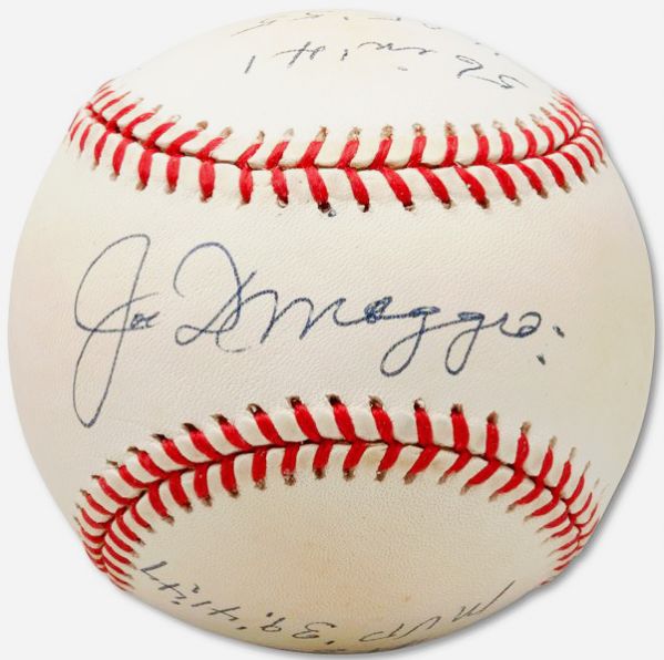 Joe DiMaggio Rare Signed & Inscribed Limited Edition Stat OAL Baseball w/ Six Unique Career Stats! (PSA/JSA Guaranteed)