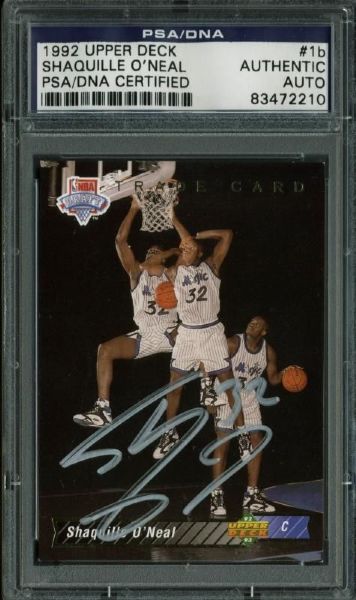 1992 Upper Deck Shaquille ONeal Signed Rookie Card (PSA/DNA Encapsulated)