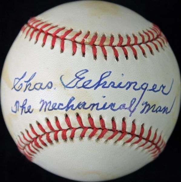 Charles Gehringer Signed OAL Baseball with Rare "The Mechanical Man" Inscription (JSA)