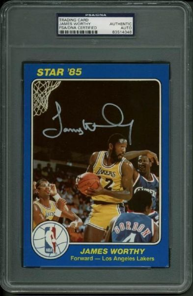 James Worthy Signed 5"x7" 1985 Star Trading Card (PSA/DNA Encapsulated)