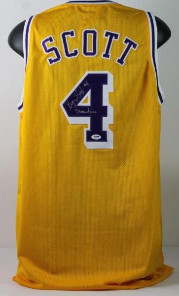 Byron Scott Signed & Inscribed "Showtime" Lakers Jersey (PSA/DNA)