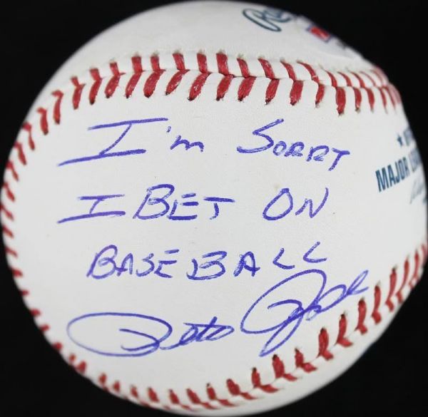 Pete Rose Signed OML Baseball w/ "Im Sorry I Bet on Baseball" Inscription (PSA/DNA)