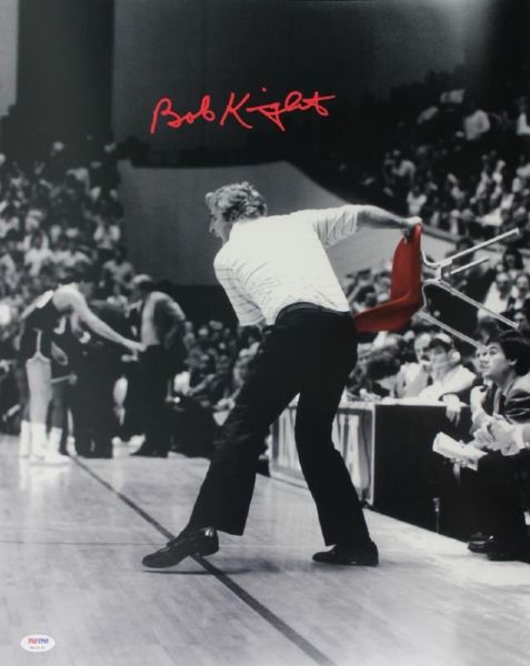 Bob Knight Signed 16"x20" Chair Throwing Photo (PSA/DNA)