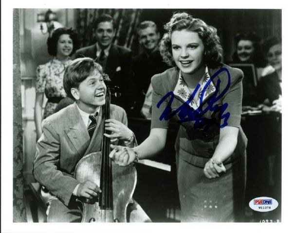 Mickey Rooney Signed 8"x10" B&W Photo w/ Judy Garland (PSA/DNA)