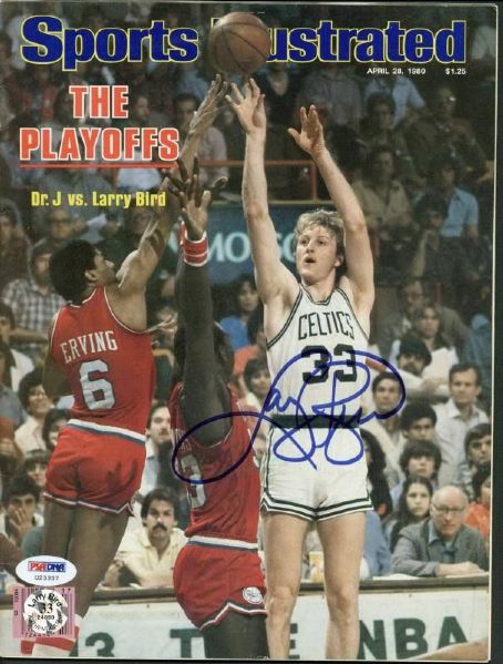 Larry Bird Signed April 1980 Sports Illustrated (PSA/DNA & Bird Holo)