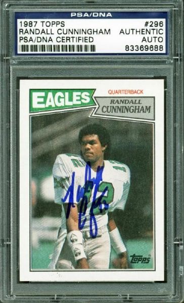 Randall Cunningham Signed 1987 Topps Rookie Card #296 (PSA/DNA Encapsulated)