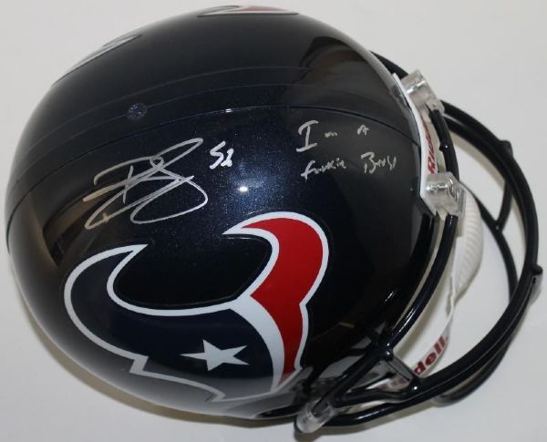 Brian Cushing Signed & Inscribed Houston Texans Full-Sized Replica Helmet (PSA/DNA)