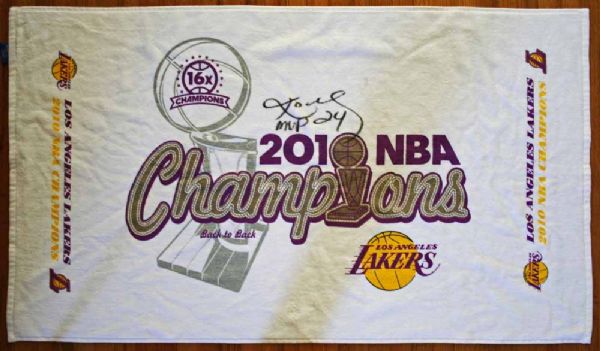 Kobe Bryant Signed & Inscribed 43" x 35" Lakers 09-10 Championship Towel (DC Sports)