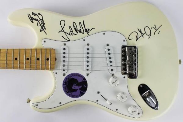 Led Zeppelin: Jimmy Page, Robert Plant & John Paul Jones Signed EXTREMELY RARE Ltd. Ed. (1 of 1) Jimi Hendrix Model Guitar (PSA/DNA)