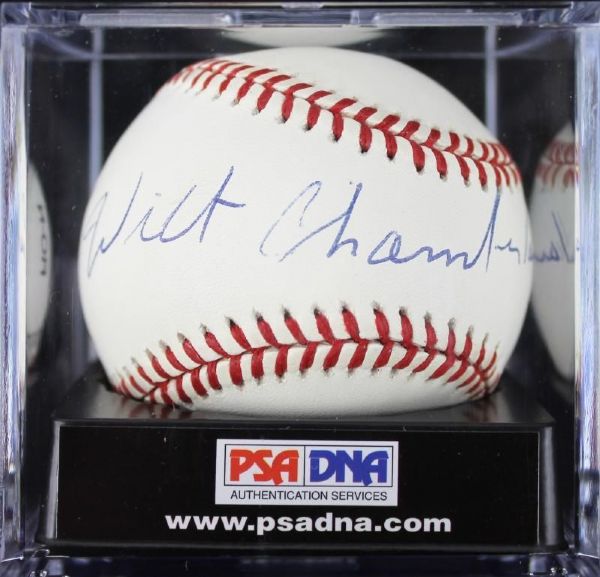 Wilt Chamberlain Rare Signed ONL Baseball - PSA/DNA Graded MINT 8.5! 