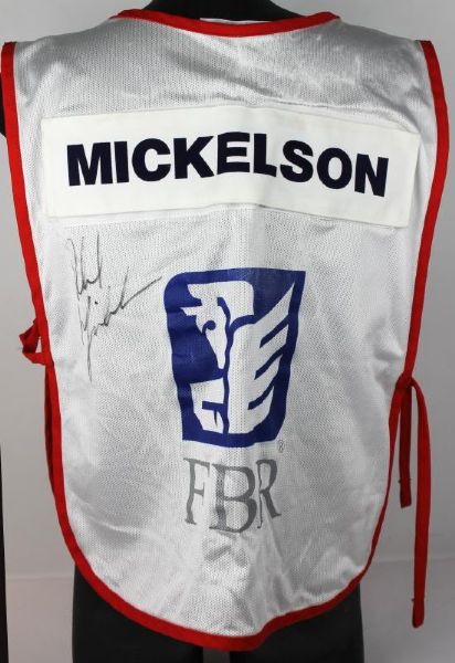 Phil Mickelson Signed Used Caddy Bib From FBR Phoenix Open (PSA/DNA)