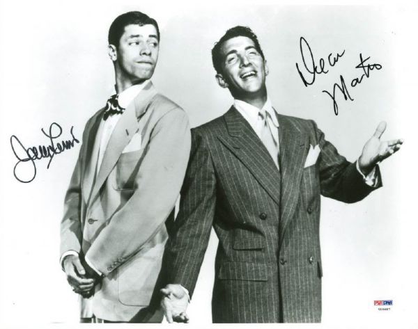 Dean Martin & Jerry Lewis Rare & Desirable Signed 11"x14" Photo (PSA/DNA)