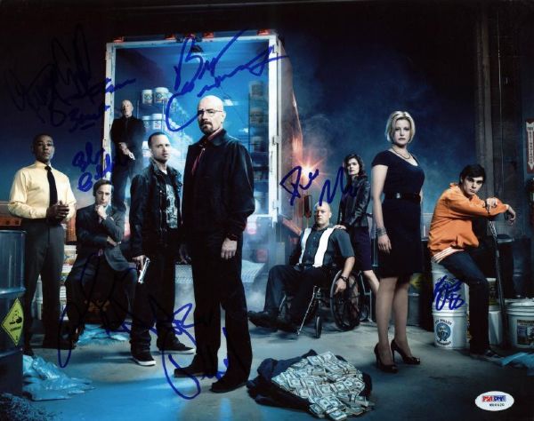 Breaking Bad Cast Signed 11"x14" Photo Including Bryan Cranston, Aaron Paul + 6 Others (PSA/DNA)