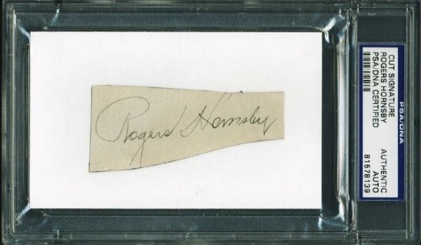 Roger Hornsby Signed 1.5" x 3.5" Signature Cut (PSA/DNA Encapsulated)