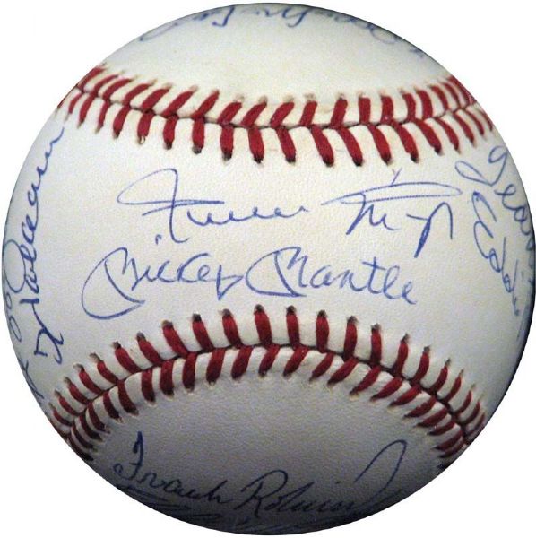 500 Home Run Club Multi-Signed OAL Baseball with (12) Signatures Incl. Mantle, Williams, etc. (PSA/DNA)