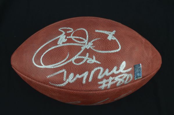 NFL All-Time Record Holders Signed NFL Football w/Marino, Rice & Smith (Player Holos)